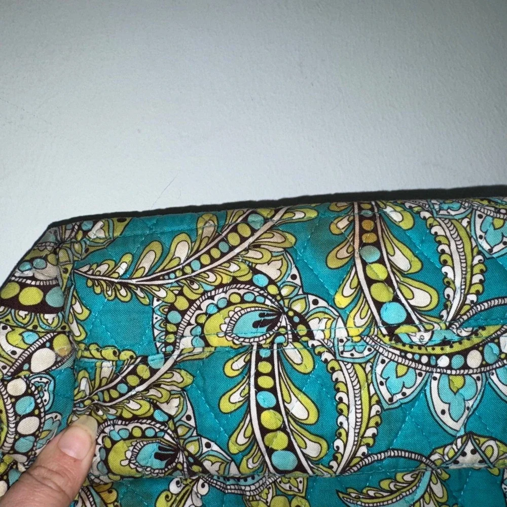 Vera Bradley Peacock Tote Bag Retired Quilted Cotton Teal Green Paisley Shoulder